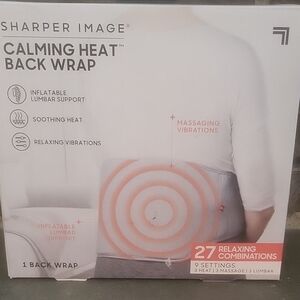 NEW IN BOX Sharper Image Calming Heat Back Wrap - White and Gray